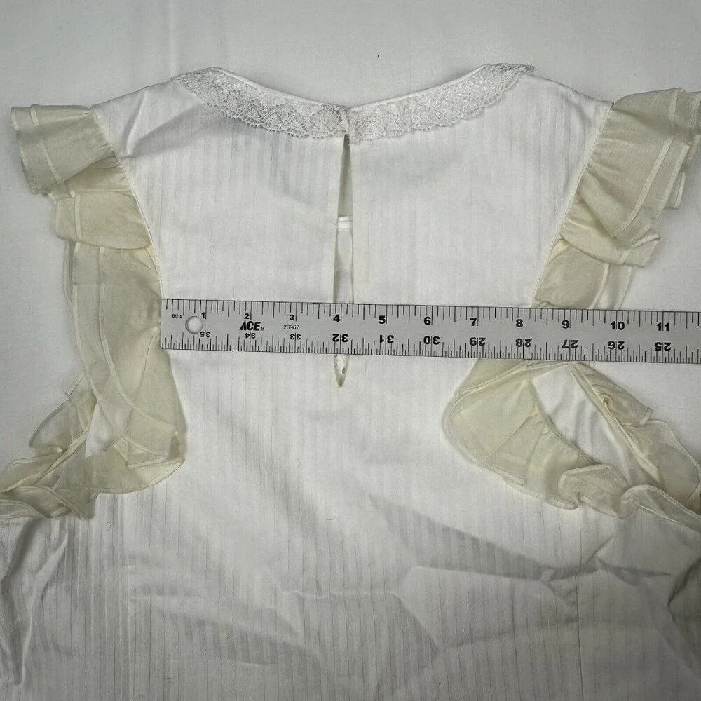NWT Coach Sleeveless Cotton Silk Ruffle Top Size 4 Lace‎ Eyelet Studded Cottage